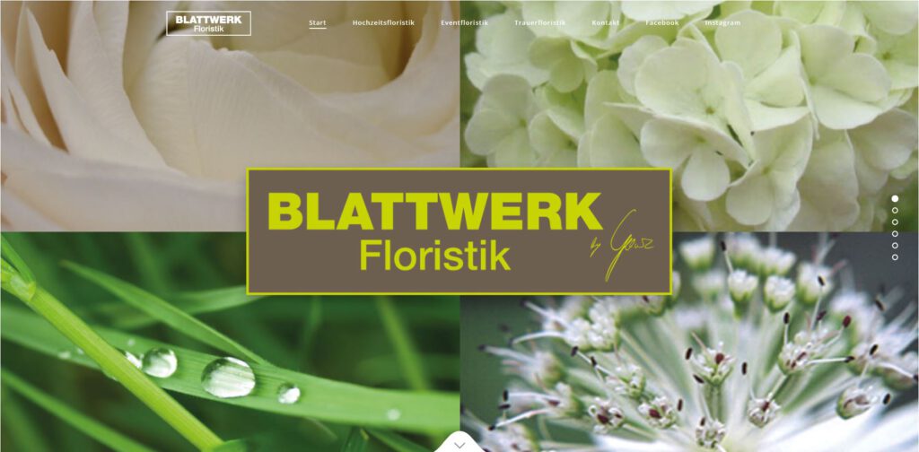 viergeteiltes Logo der Blattwerkfloristik in Schönaich