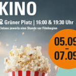 Popcorn-Becher mit Datum 05.–07.09., Ankündigung Open-Air-Kino am Grünen Platz in Sindelfingen.