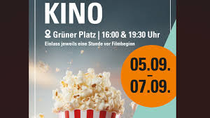 Popcorn-Becher mit Datum 05.–07.09., Ankündigung Open-Air-Kino am Grünen Platz in Sindelfingen.