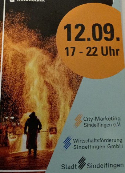 Ankündigung durch den Flyer des Citymarketing Sindelfingen und Wirtschaftsförderung Sindelfingen