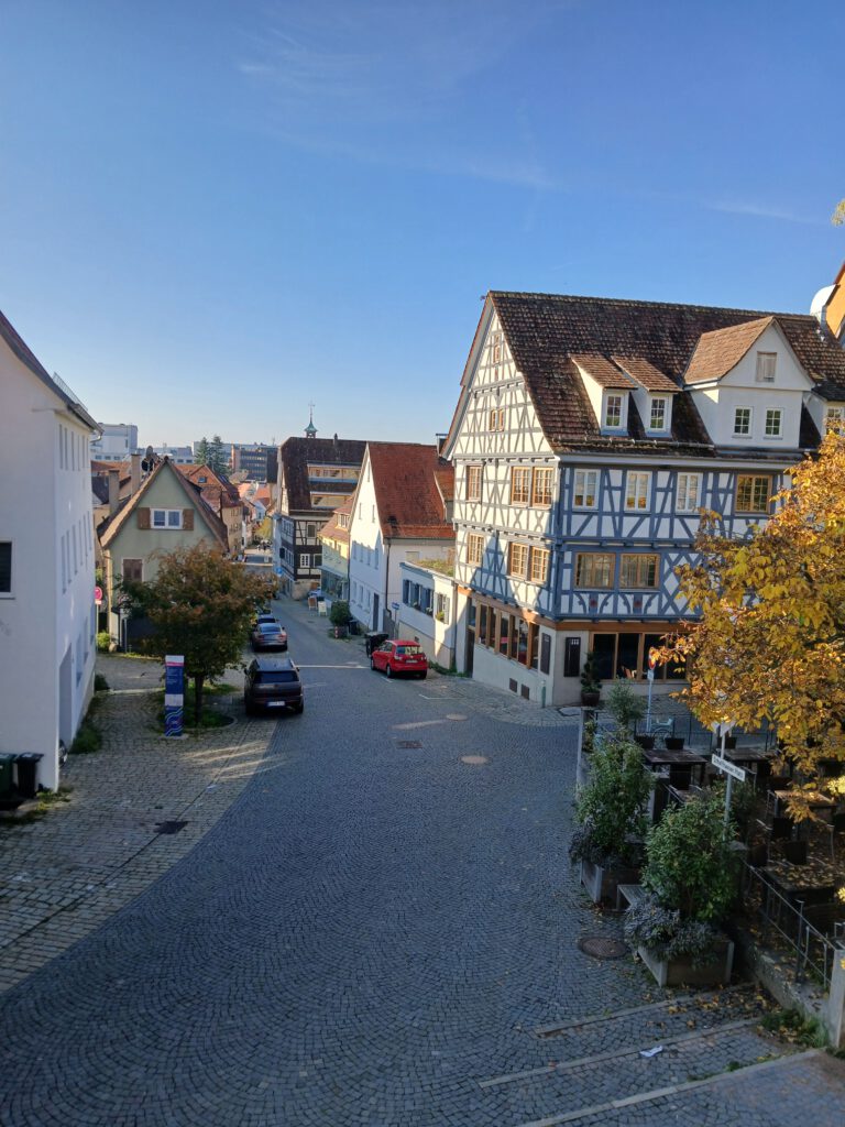Sindelfinger Stadtkern an der alten Sindelfinger Stadtmauer im Stiftsbezirk