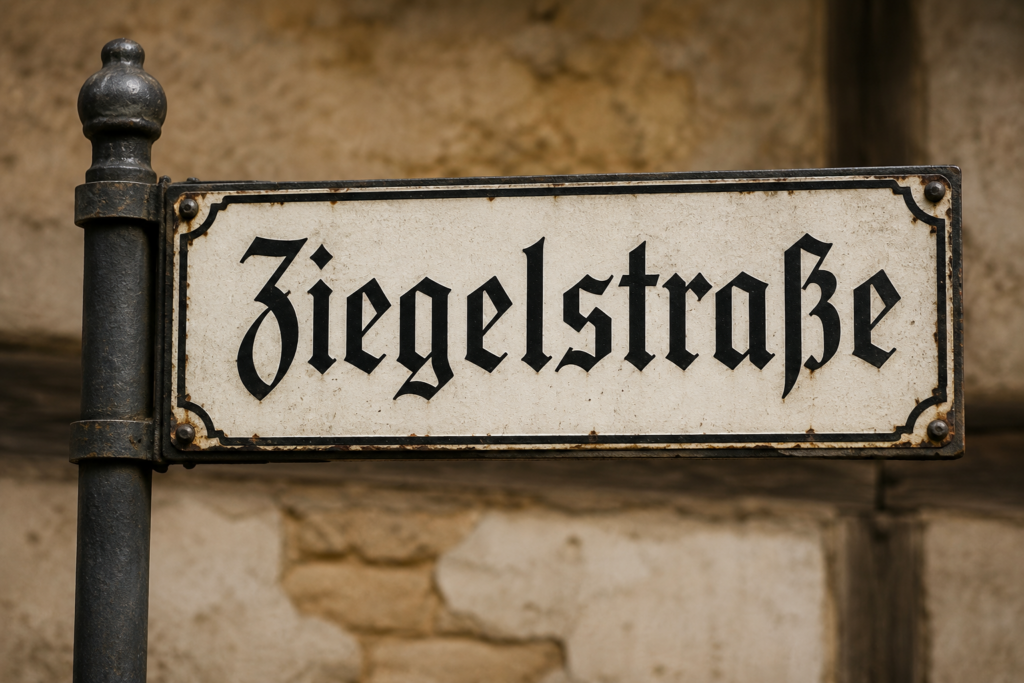Historisch gestaltetes Straßenschild „Ziegelstraße“ als Symbol für die Ziegelei-Geschichte in Sindelfingen