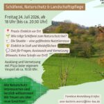 Plakat des LNV-Vernetzungstreffens 2026 in Magstadt zum Thema Schäferei, Naturschutz und Landschaftspflege mit Landschaftsbild einer Streuobstwiese.