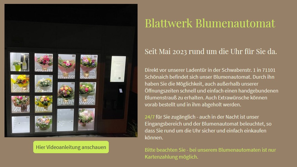 Symbolbild des Blumenstraußautomat in Schönaich